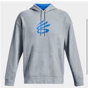 Under Armour x Steph Curry Collab Hooded Pullover Sweatshirt Blue Grey Mens M